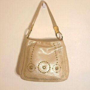 Franco Sarto vintage Y2K metallic gold studded purse